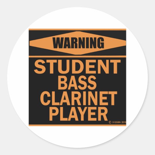 Student Bass Clarinet Player Ronde Sticker (Voorkant)