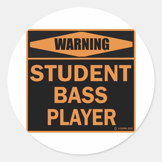Student Bass Player Ronde Sticker (Voorkant)