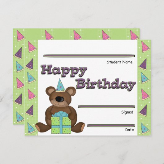 Student Birthday Recognition Award Briefkaart (Voorkant / Achterkant)