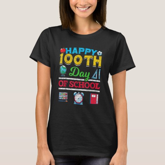 Student Boys Kids 100th Day Happy 100 Days Of Scho T-shirt (Voorkant)