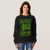 Student By Day Gamer By Night Funny Video Games fo Trui (Voorkant volledig)