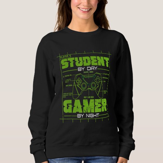 Student By Day Gamer By Night Gaming Student Grap Trui (Voorkant)