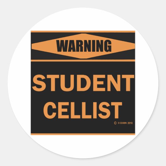 Student Cellist Ronde Sticker (Voorkant)
