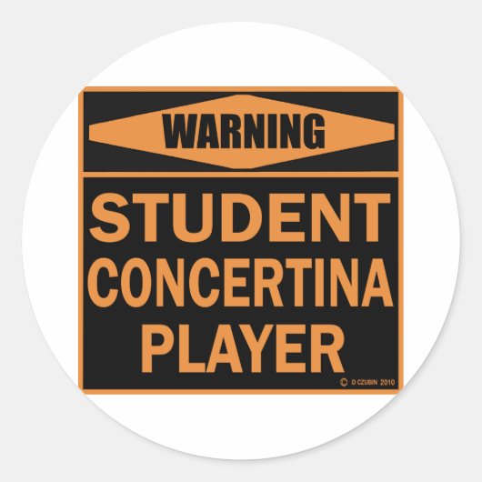 Student Concertina Player Ronde Sticker (Voorkant)