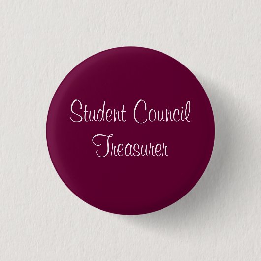 Student Council Treasurer Ronde Button 3,2 Cm (Voorkant)