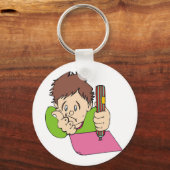 Student die hard studeert sleutelhanger (Voorkant)