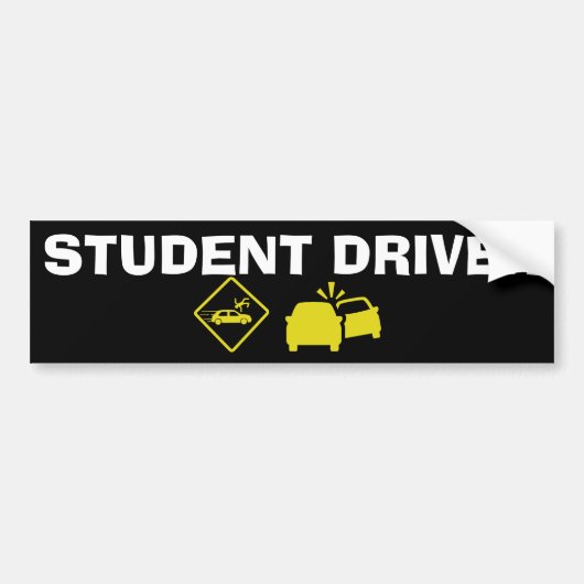 STUDENT DRIVER - CRASH YELLOW BUMPERSTICKER (Voorkant)