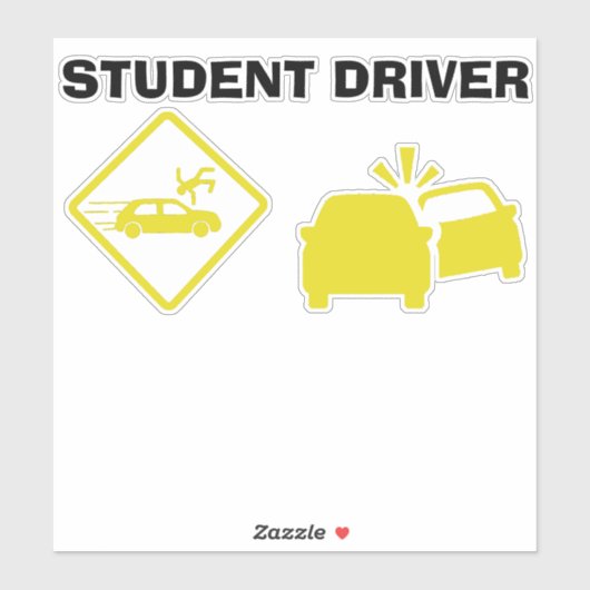 STUDENT DRIVER - CRASH YELLOW STICKER (Vel)