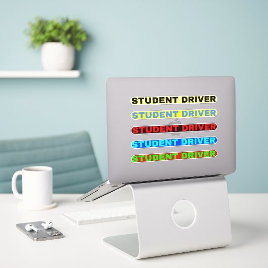 Student Driver Stickers (Driver Student Text) (Laptop op bureau)