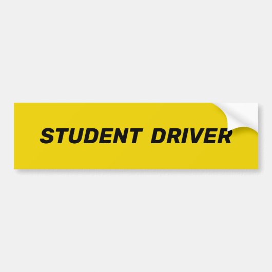 Student driver, veiligheidsgeel zwart bumpersticker (Voorkant)