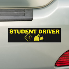 STUDENT DRIVER YELLOW - CRASH YELLOW BUMPERSTICKER
