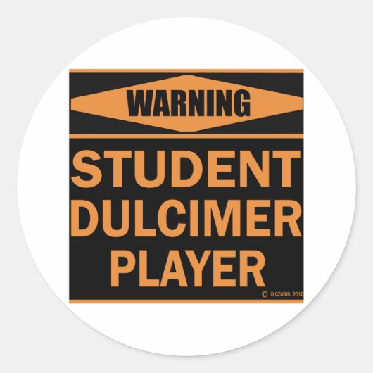 Student Dulcimer Player Ronde Sticker (Voorkant)