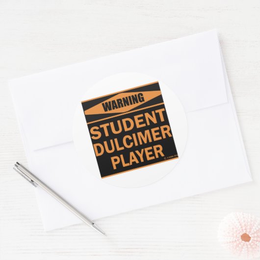 Student Dulcimer Player Ronde Sticker (Envelop)