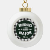 Student Economie White Plaid Keramische Bal Ornament (Voorkant)
