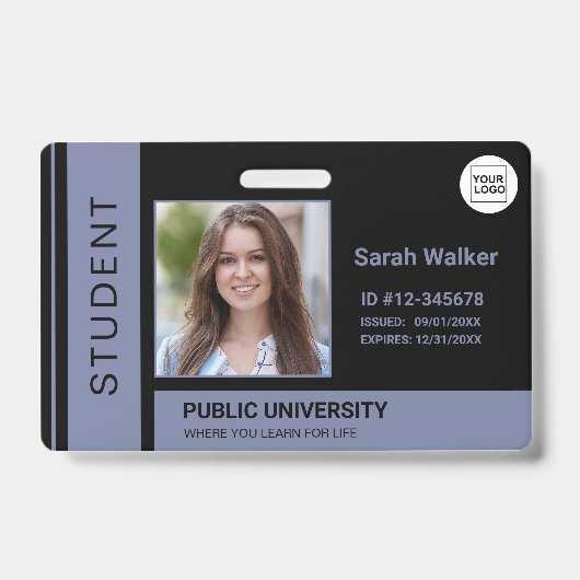 Student foto-ID school dusty blue Badge (Voorzijde)