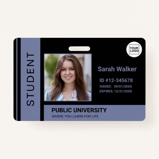 Student foto-ID school dusty blue Badge (Voorkant)
