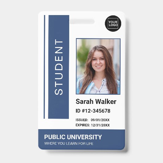Student foto ID school universiteit marvy blue Bad Badge (Voorzijde)