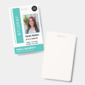 Student foto-ID school universiteit turquoise Badg Badge (Voor- en achterkant)