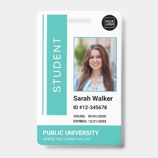Student foto-ID school universiteit turquoise Badg Badge (Voorzijde)