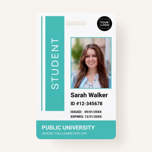 Student foto-ID school universiteit turquoise Badg Badge (Voorkant)