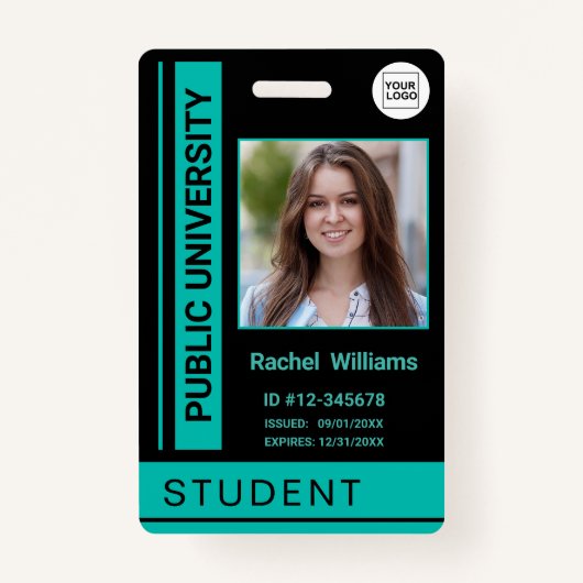 Student foto ID school universiteit turquoise Badge (Voorkant)