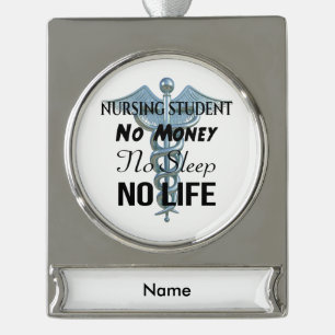 Student Funny Nurse Quote Verzilverd Banner Ornament