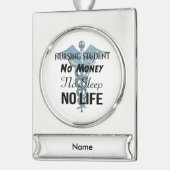 Student Funny Nurse Quote Verzilverd Banner Ornament (Links)