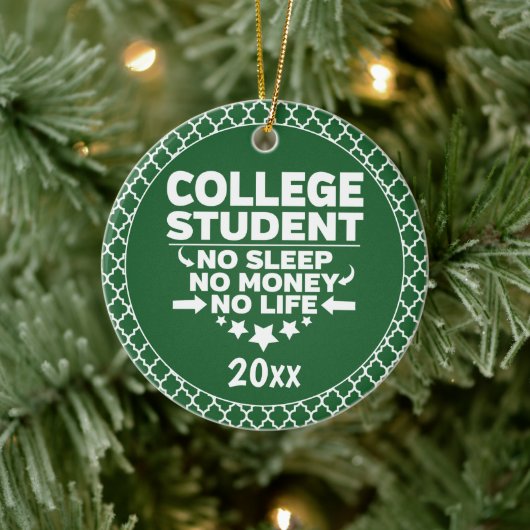 Student geen Slaapgeld Groene Vormen leven Keramisch Ornament (Boom)