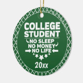 Student geen Slaapgeld Groene Vormen leven Keramisch Ornament (Links)