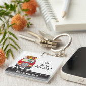 Student gekke Cartoon Sleutelhanger (Voorkant Rechts)