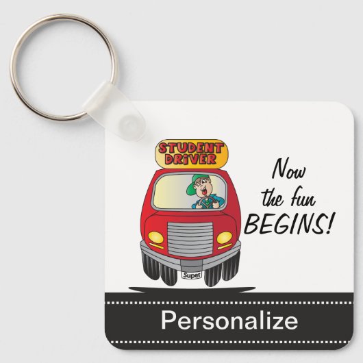Student gekke Cartoon Sleutelhanger (Voorkant)