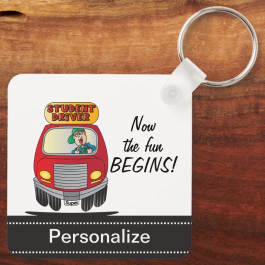 Student gekke Cartoon Sleutelhanger (Achterkant)