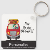 Student gekke Cartoon Sleutelhanger (Achterkant)