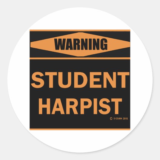 Student Harpist Ronde Sticker (Voorkant)