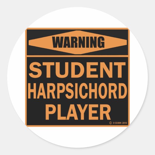 Student Harpsichord Player Ronde Sticker (Voorkant)