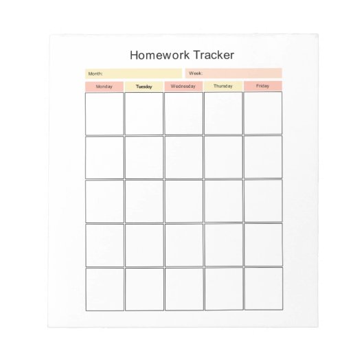 Student Huiswerk Tracker Notitieblok (Voorkant)