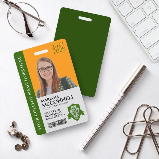 Student-id Groen Gold School College Badge