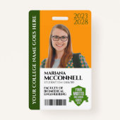 Student-id Groen Gold School College Badge (Voorkant)