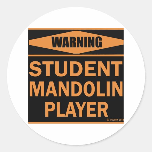 Student Mandolin Player Ronde Sticker (Voorkant)