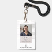 Student/Medewerker School Foto Logo QR code Wit Badge (Voorkant met koord)