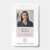 Student/Medewerker School Foto Logo QR code Wit Badge (Voorkant)