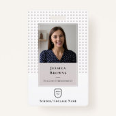 Student/Medewerker School Foto Logo QR code Wit Badge (Voorkant)