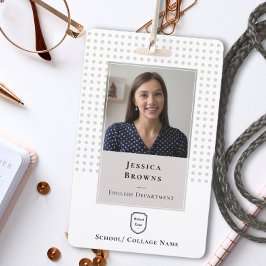 Student/Medewerker School Foto Logo QR code Wit Badge