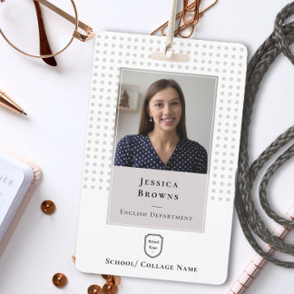 Student/ Medewerker School Foto Logo QR-code Wit Badge