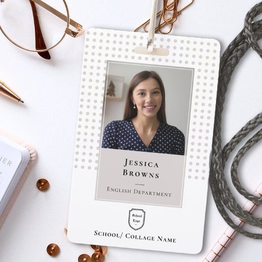 Student/Medewerker School Foto Logo QR code Wit Badge