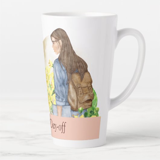 Student Meisje Drink Latte Mok (Rechts)