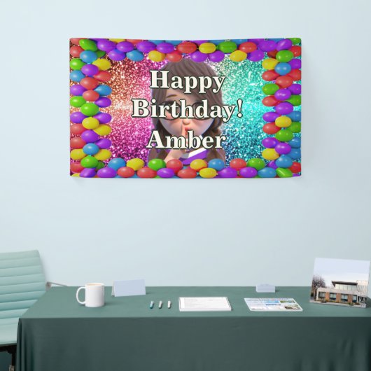 Student Meisje Gepersonaliseerd karakter verjaarda Spandoek (Beurs)