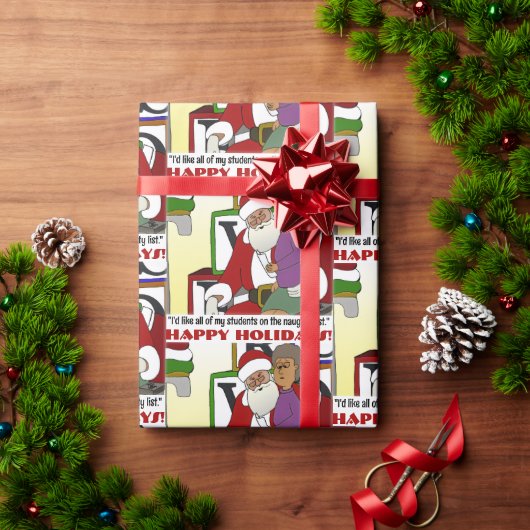 Student Naughty List Yellow Cadeaupapier (Feestdagen Geschenken)