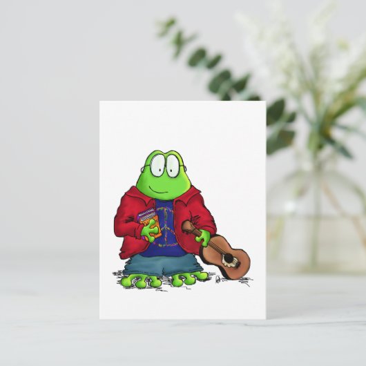 Student Nerd Frog Briefkaart (Staand voorkant)