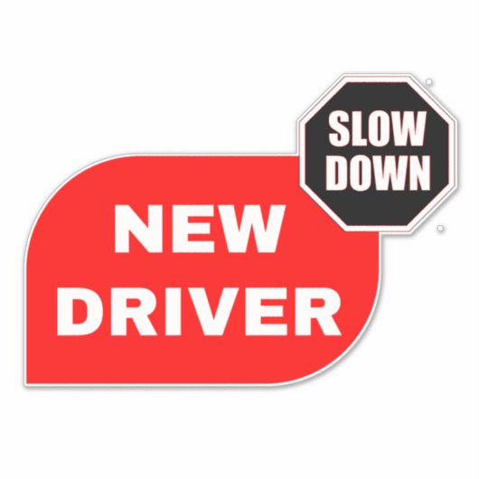 Student Nieuwe Driver (Drive Slow) Rode School Sticker (Voorkant)